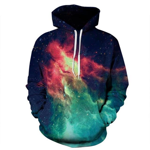 Teal and Red Galaxy Hoodie