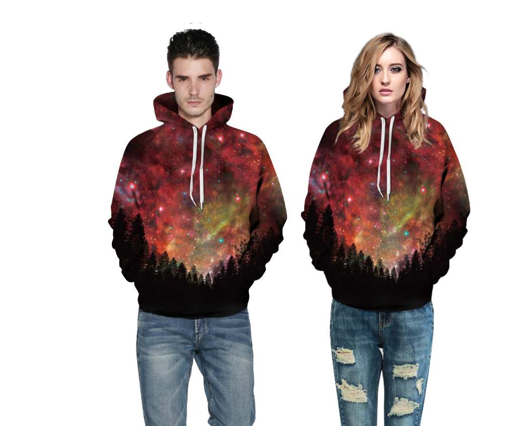 Red Galaxy Forest Hoodie