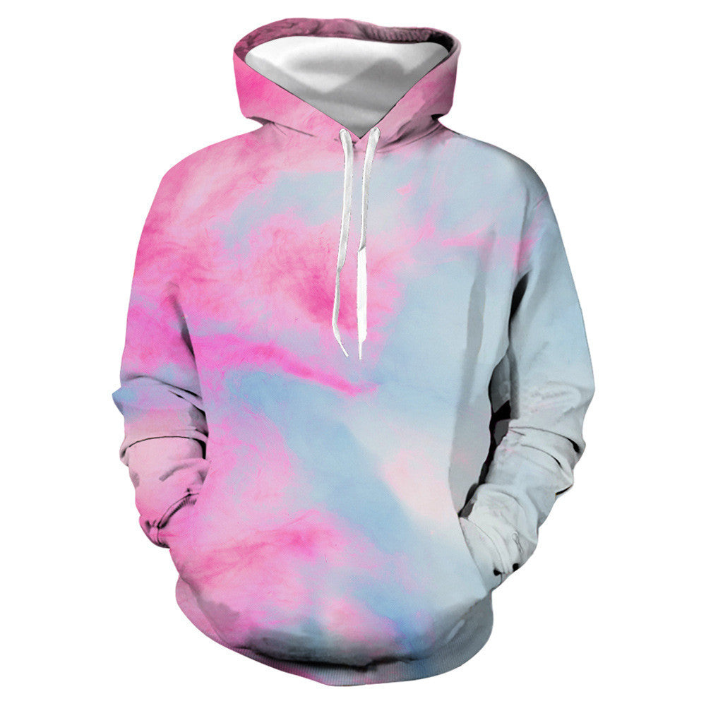 Tie-dye digital print pullover hoodie